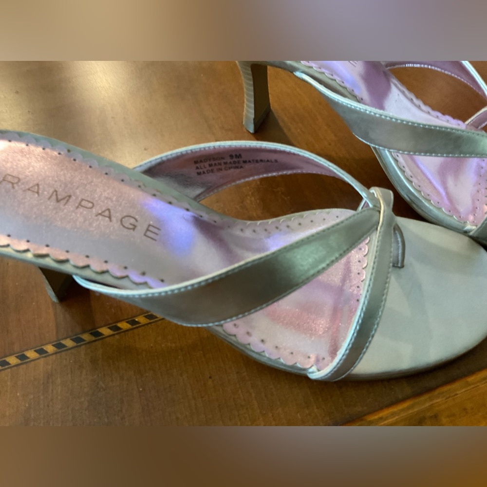 Rampage Metallic Silver Heeled Sandals with Pink Insole